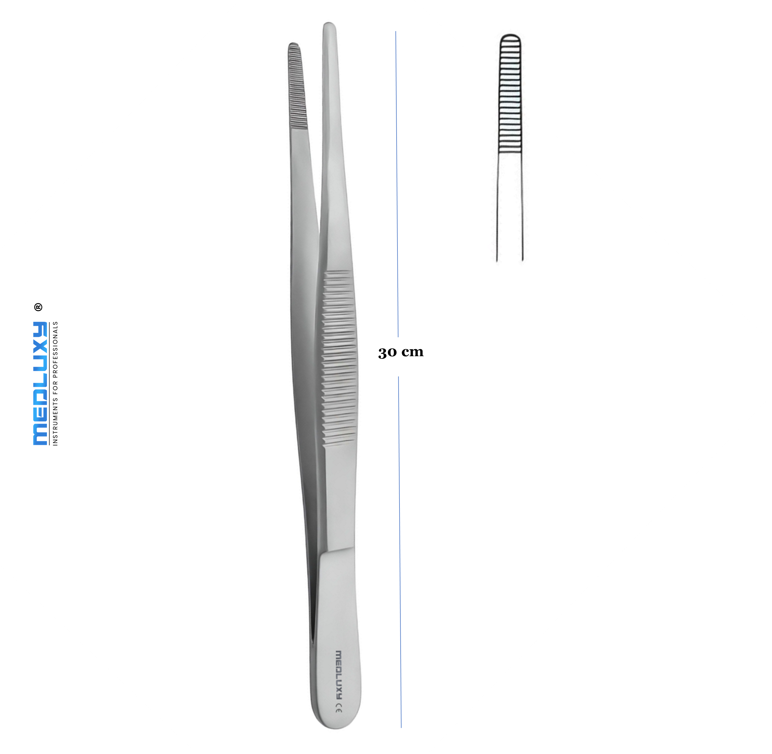 Medluxy - Pincet Anatomische - 30 cm - Verpleegkunde - EHBO - Hecht Pincet Prepareer Pincet Thumb Dressing Forcep - Pince Brucelles